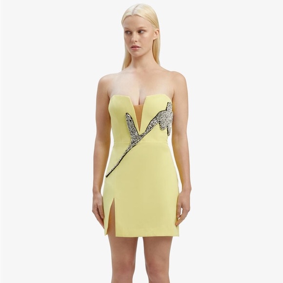 Bardot Limoncello Yellow Ambiance Strapless  Mini Dress - Picture 1 of 7